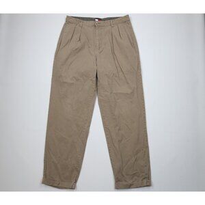 Vintage 90s Tommy Hilfiger Mens 36x34 Faded Cuffed Wide Leg Chino Pants Beige
